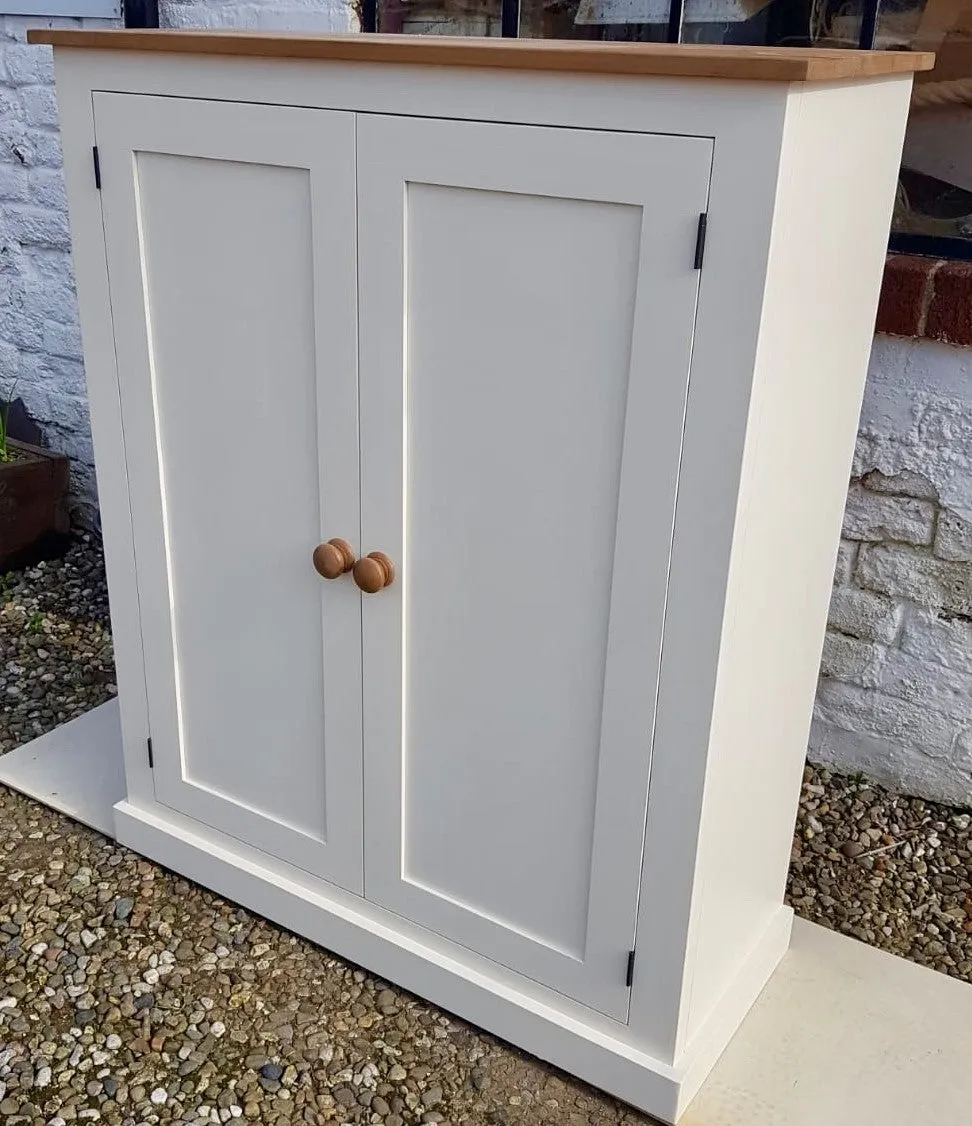 **122 cm High - Low Larder Pantry Storage Cupboard with Spice Rack for Kitchen or Utility Room (40 cm deep)