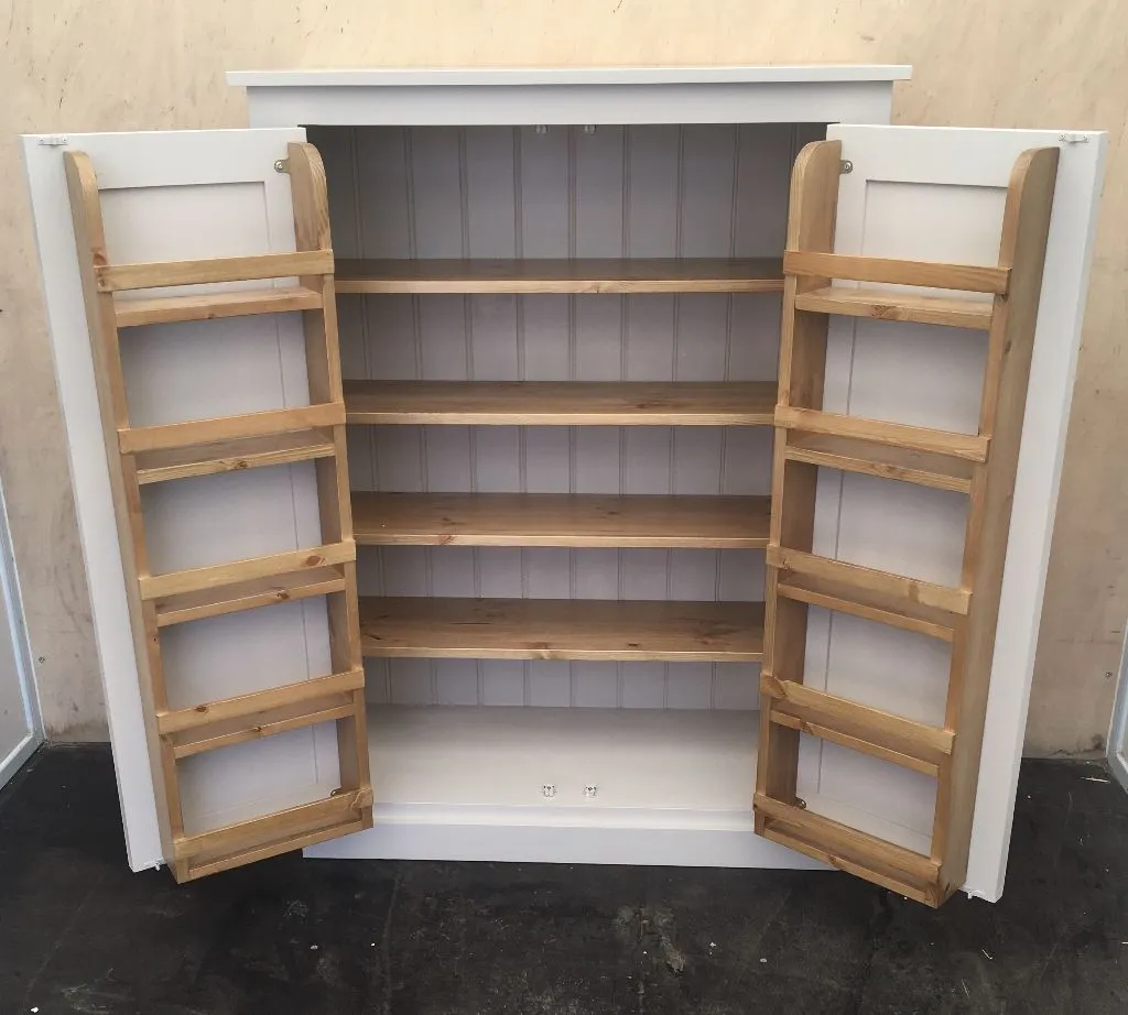 **122 cm High - Low Larder Pantry Storage Cupboard with Spice Rack for Kitchen or Utility Room (40 cm deep)