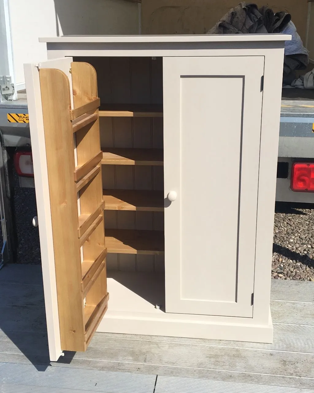 **122 cm High - Low Larder Pantry Storage Cupboard with Spice Rack for Kitchen or Utility Room (40 cm deep)