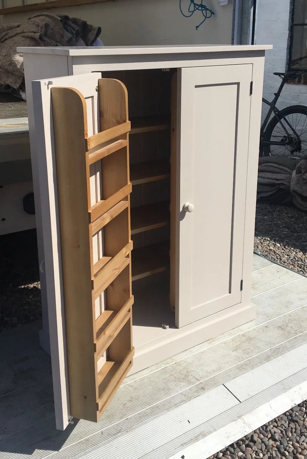 **122 cm High - Low Larder Pantry Storage Cupboard with Spice Rack for Kitchen or Utility Room (40 cm deep)