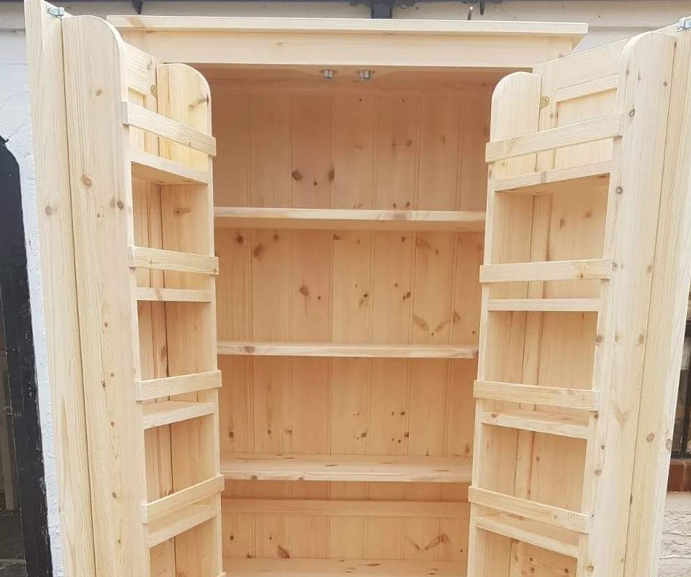**122 cm High - Low Larder Pantry Storage Cupboard with Spice Rack for Kitchen or Utility Room (40 cm deep)