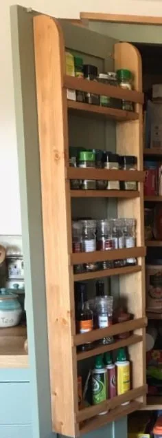 **122 cm High - Low Larder Pantry Storage Cupboard with Spice Rack for Kitchen or Utility Room (40 cm deep)