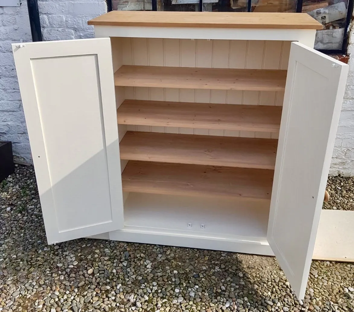**122 cm High - Low Larder Pantry Storage Cupboard with Spice Rack for Kitchen or Utility Room (40 cm deep)