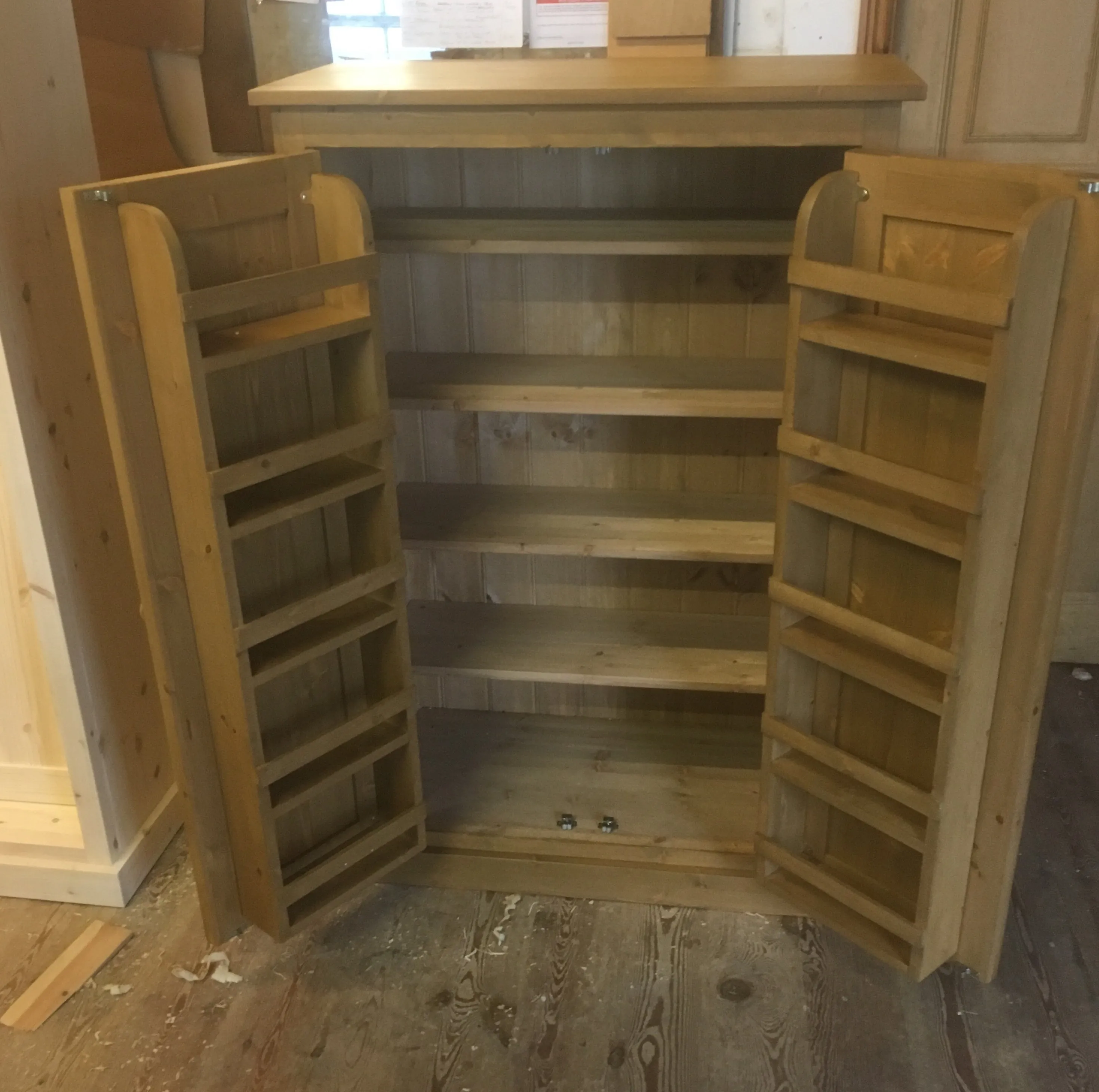 **122 cm High - Low Larder Pantry Storage Cupboard with Spice Rack for Kitchen or Utility Room (40 cm deep)