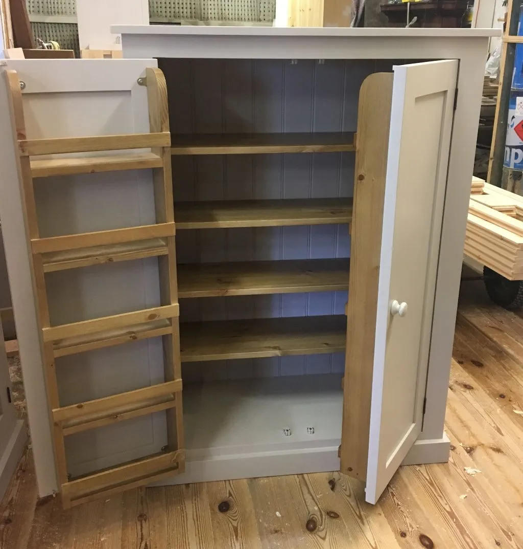 **122 cm High - Low Larder Pantry Storage Cupboard with Spice Rack for Kitchen or Utility Room (40 cm deep)
