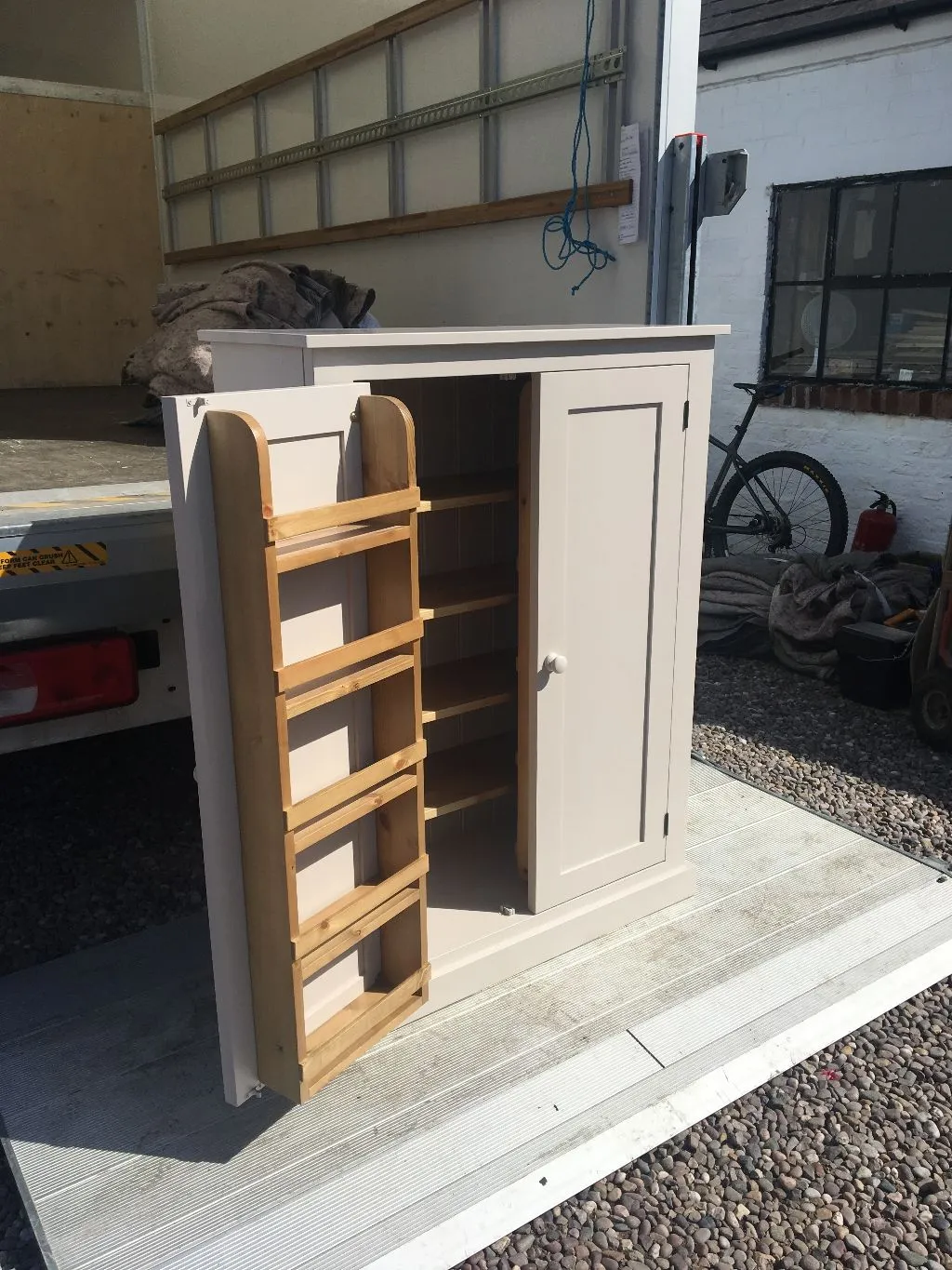 **122 cm High - Low Larder Pantry Storage Cupboard with Spice Rack for Kitchen or Utility Room (40 cm deep)