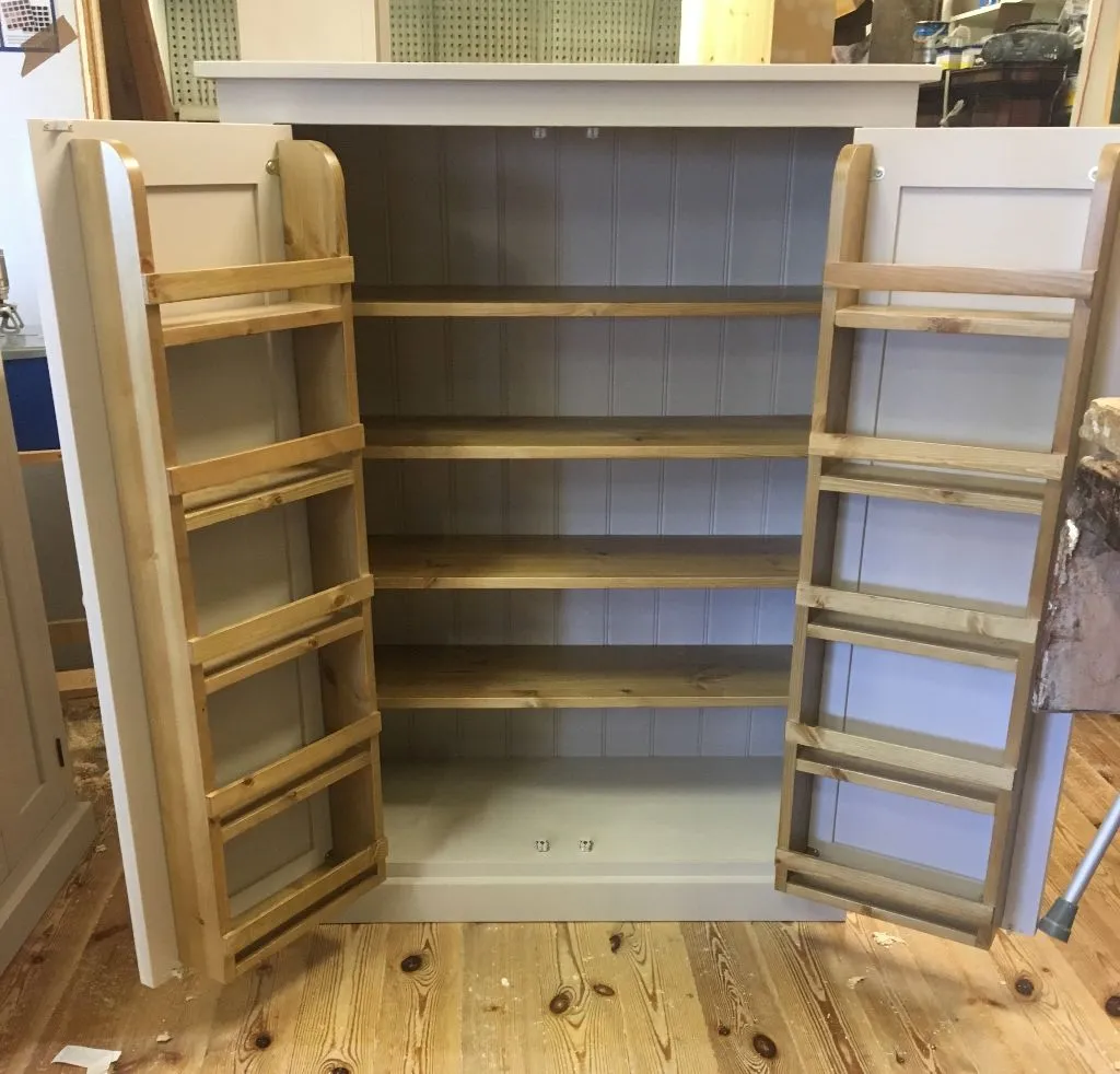 **122 cm High - Low Larder Pantry Storage Cupboard with Spice Rack for Kitchen or Utility Room (40 cm deep)