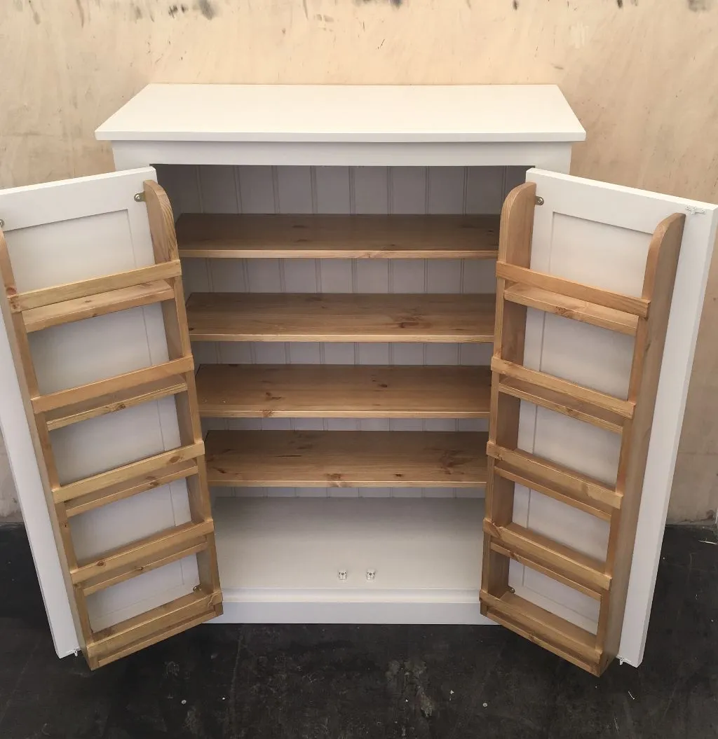 **122 cm High - Low Larder Pantry Storage Cupboard with Spice Rack for Kitchen or Utility Room (40 cm deep)