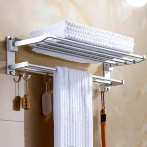 2 Tier Wall Mount Towel Rack Hanging Holder Organizer Cupboard Rack