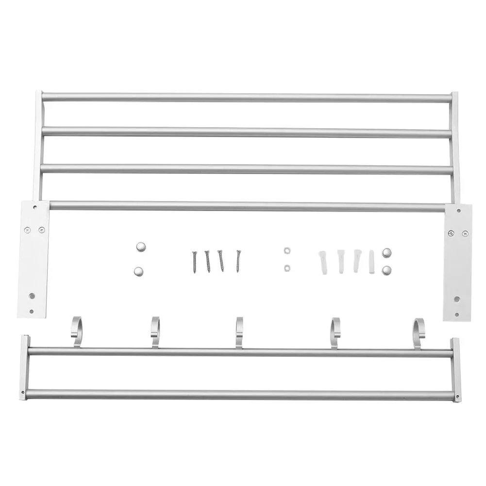 2 Tier Wall Mount Towel Rack Hanging Holder Organizer Cupboard Rack