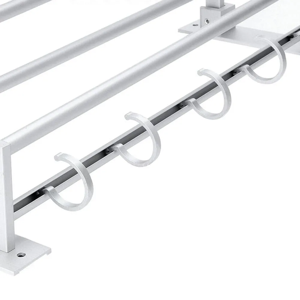2 Tier Wall Mount Towel Rack Hanging Holder Organizer Cupboard Rack