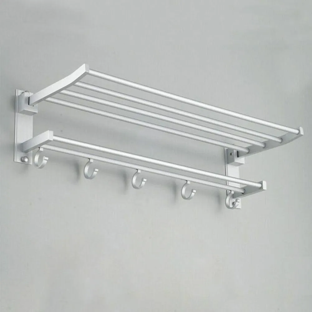 2 Tier Wall Mount Towel Rack Hanging Holder Organizer Cupboard Rack