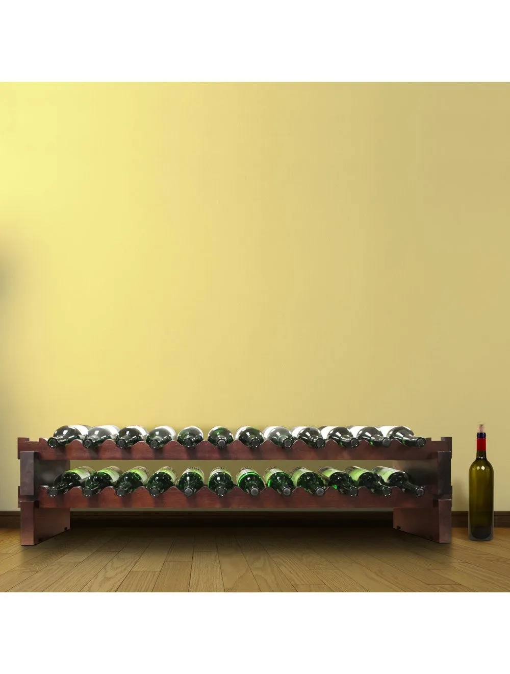 2 x 12 Bottle Modular Wine Rack (Stained)