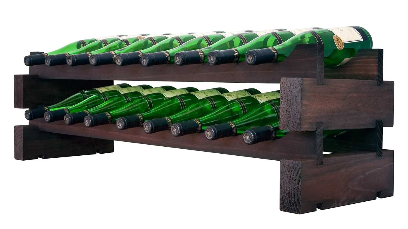 2 x 9 Bottle Modular Wine Rack (Stained)