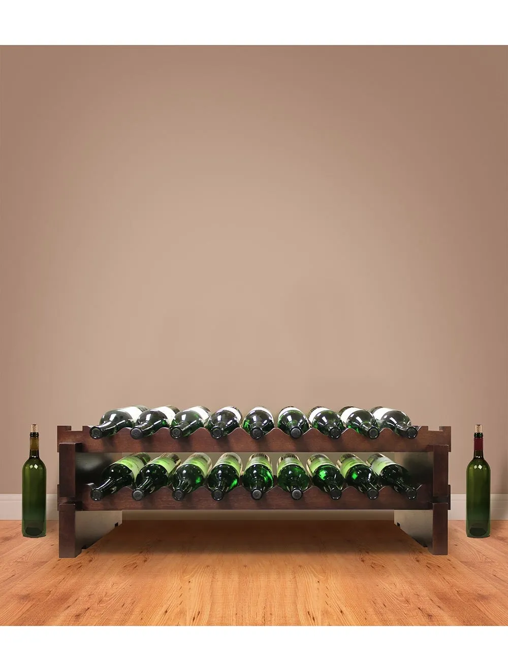 2 x 9 Bottle Modular Wine Rack (Stained)