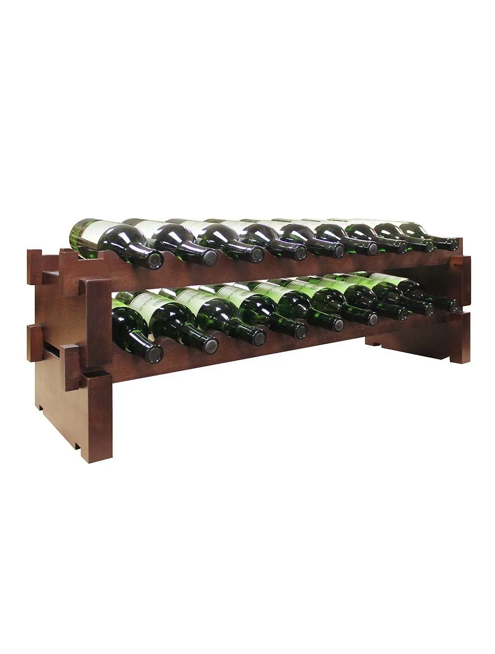 2 x 9 Bottle Modular Wine Rack (Stained)