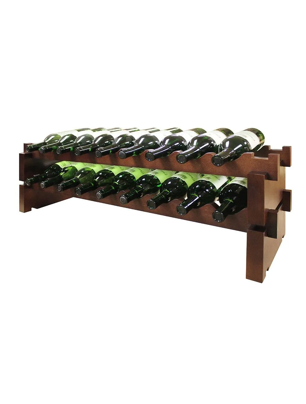 2 x 9 Bottle Modular Wine Rack (Stained)