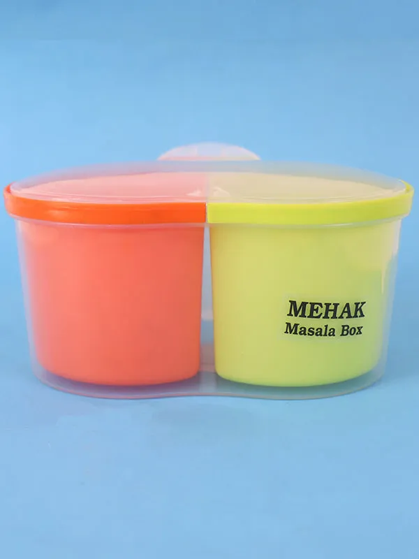 4 Compartment Spice Box With Spoons Orange & Green