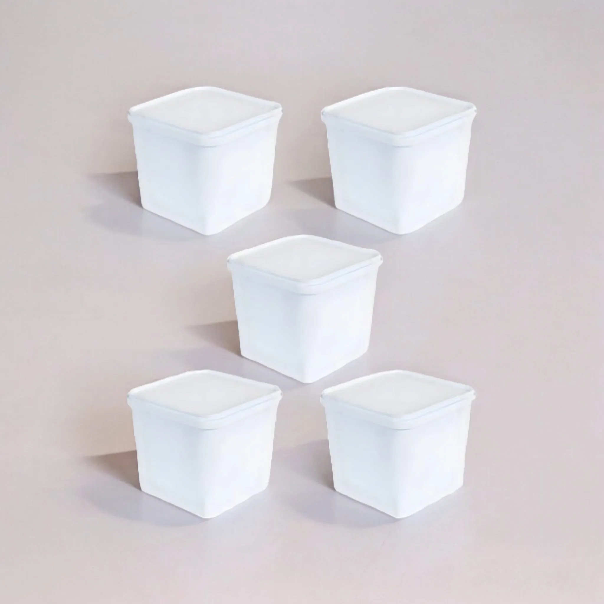 5L Ice Cream Tub Container White with Lid Tamper Evident 5pack