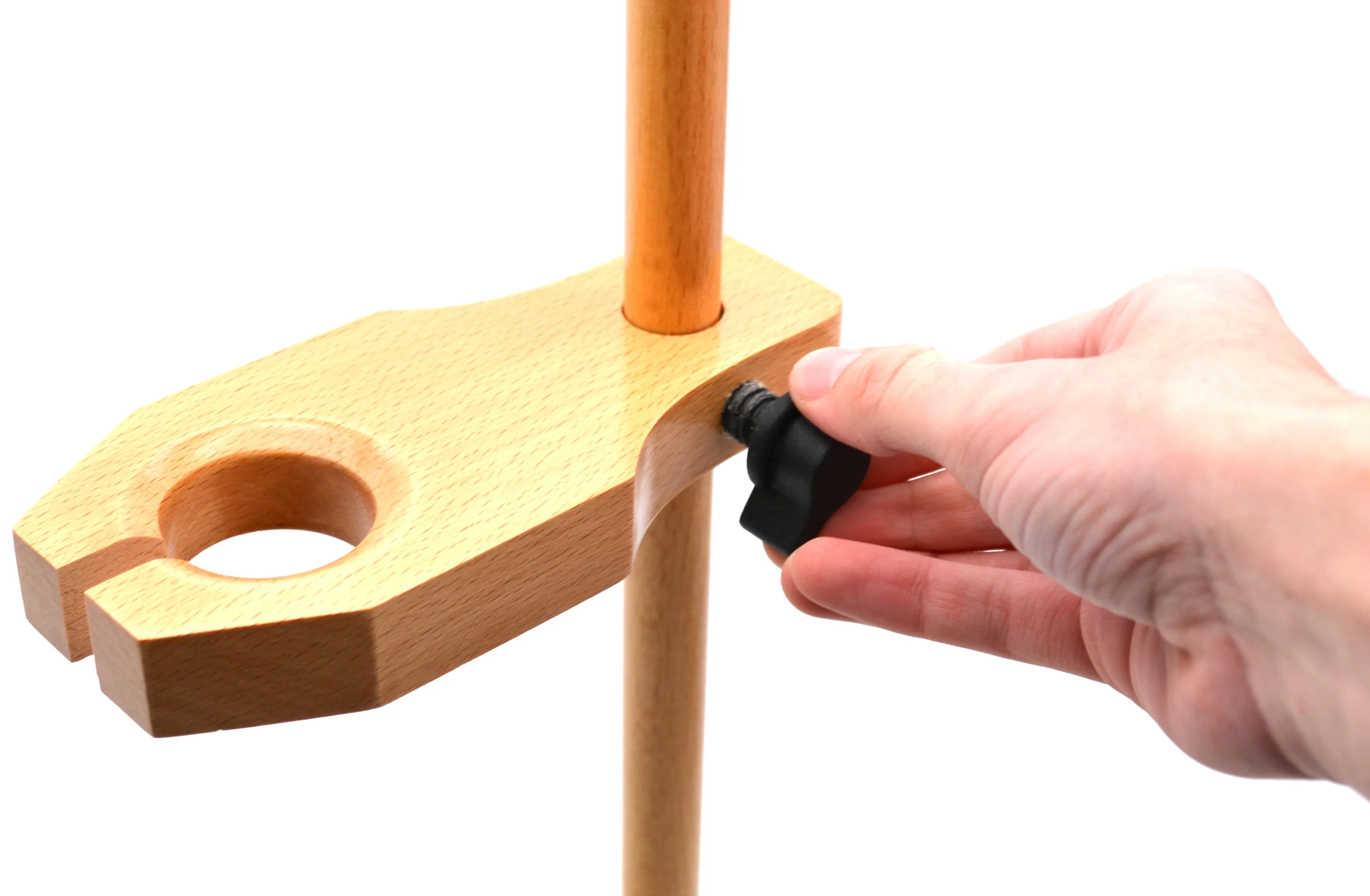 Adjustable Funnel Stand, Polished Wood, 1.5" Hole Diameter, 17" Tall - Eisco Labs