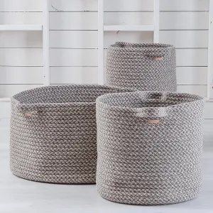 Big Braided Wool Basket - Houndstooth