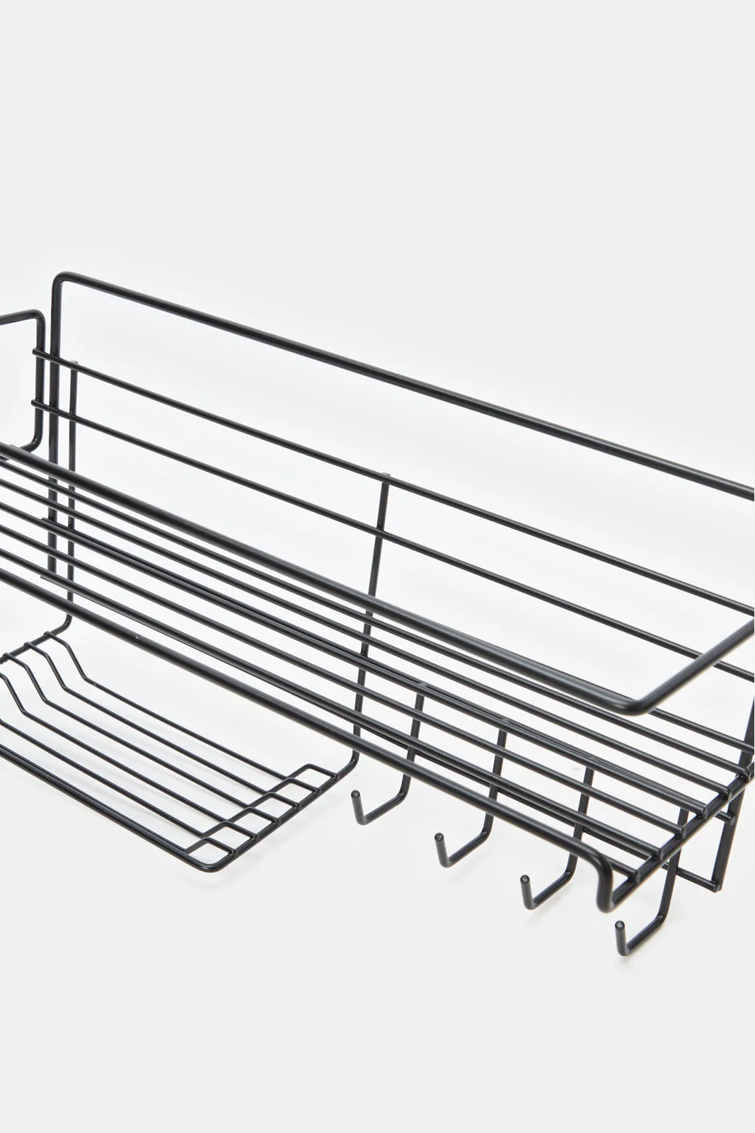 Sleek Black Space-Saving Rectangle Kitchen Storage Rack