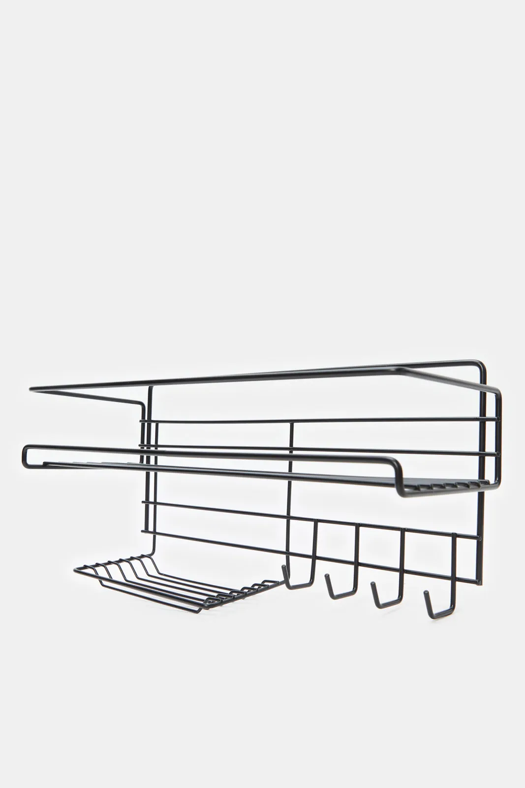 Sleek Black Space-Saving Rectangle Kitchen Storage Rack