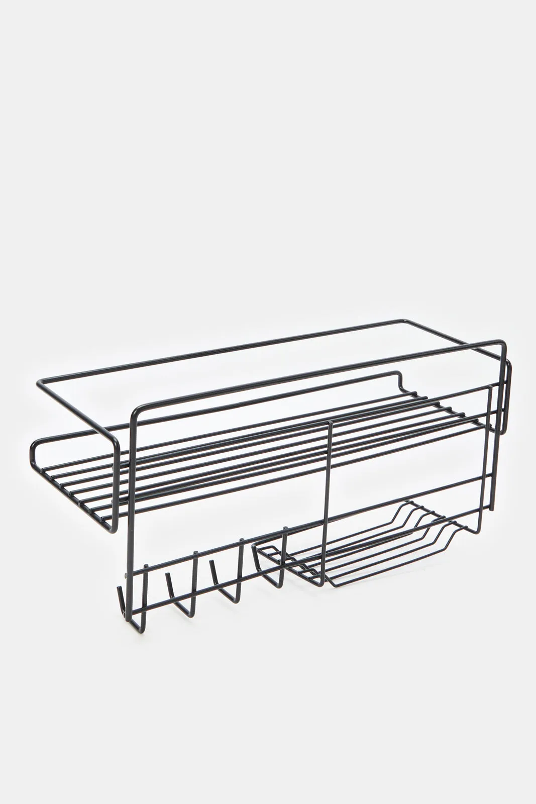Sleek Black Space-Saving Rectangle Kitchen Storage Rack