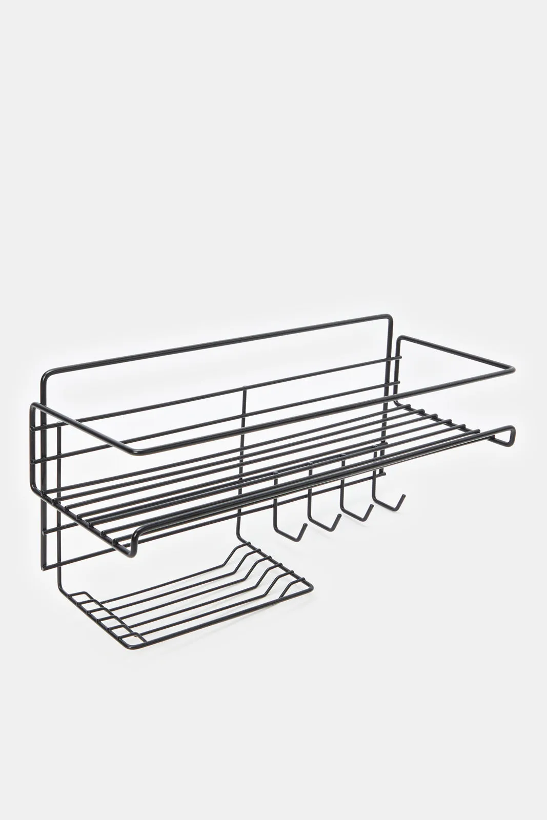 Sleek Black Space-Saving Rectangle Kitchen Storage Rack