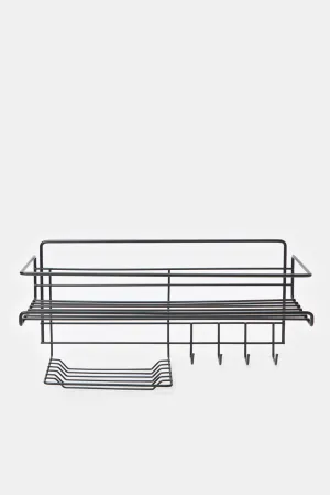 Sleek Black Space-Saving Rectangle Kitchen Storage Rack