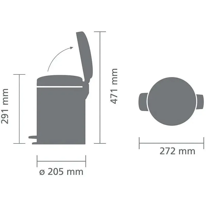Brabantia NewIcon Pedal Bin - 5L - Brilliant Steel