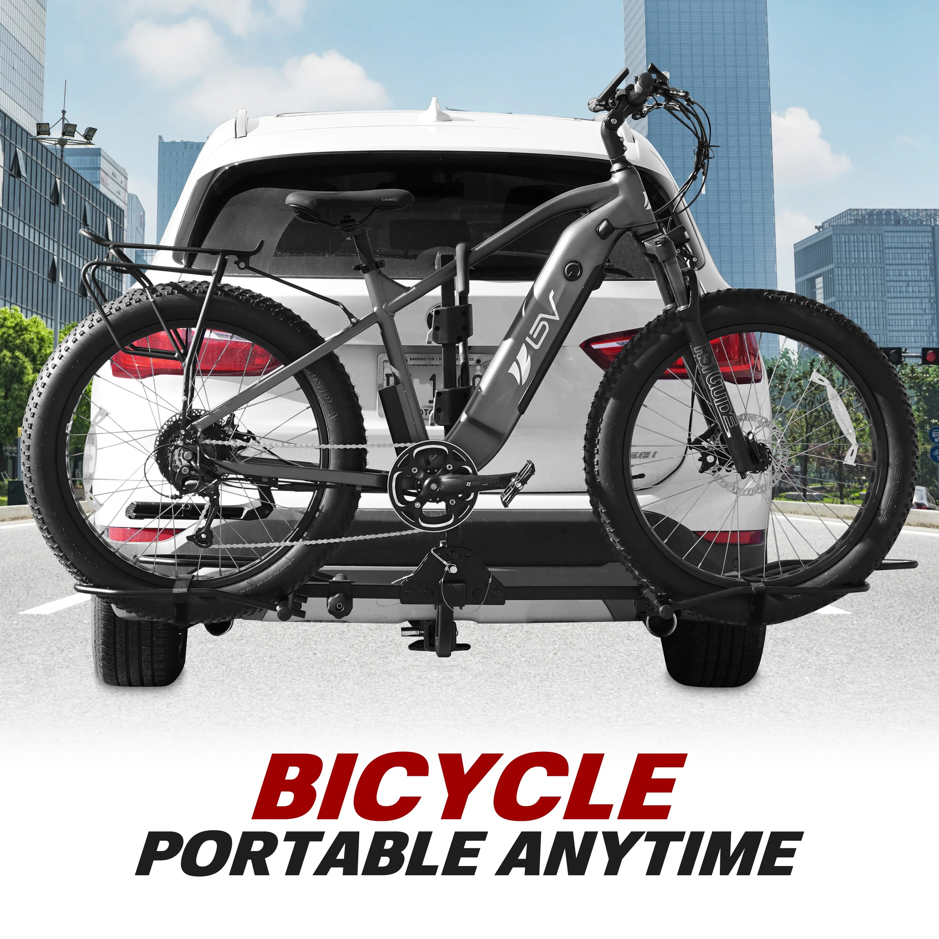 BV 2 Bike Hitch Mount Rack Carrier for Standard Bikes, E-Bike, Fat Tire Bikes - Smart Tilting Design | BV-HR01-2-SF
