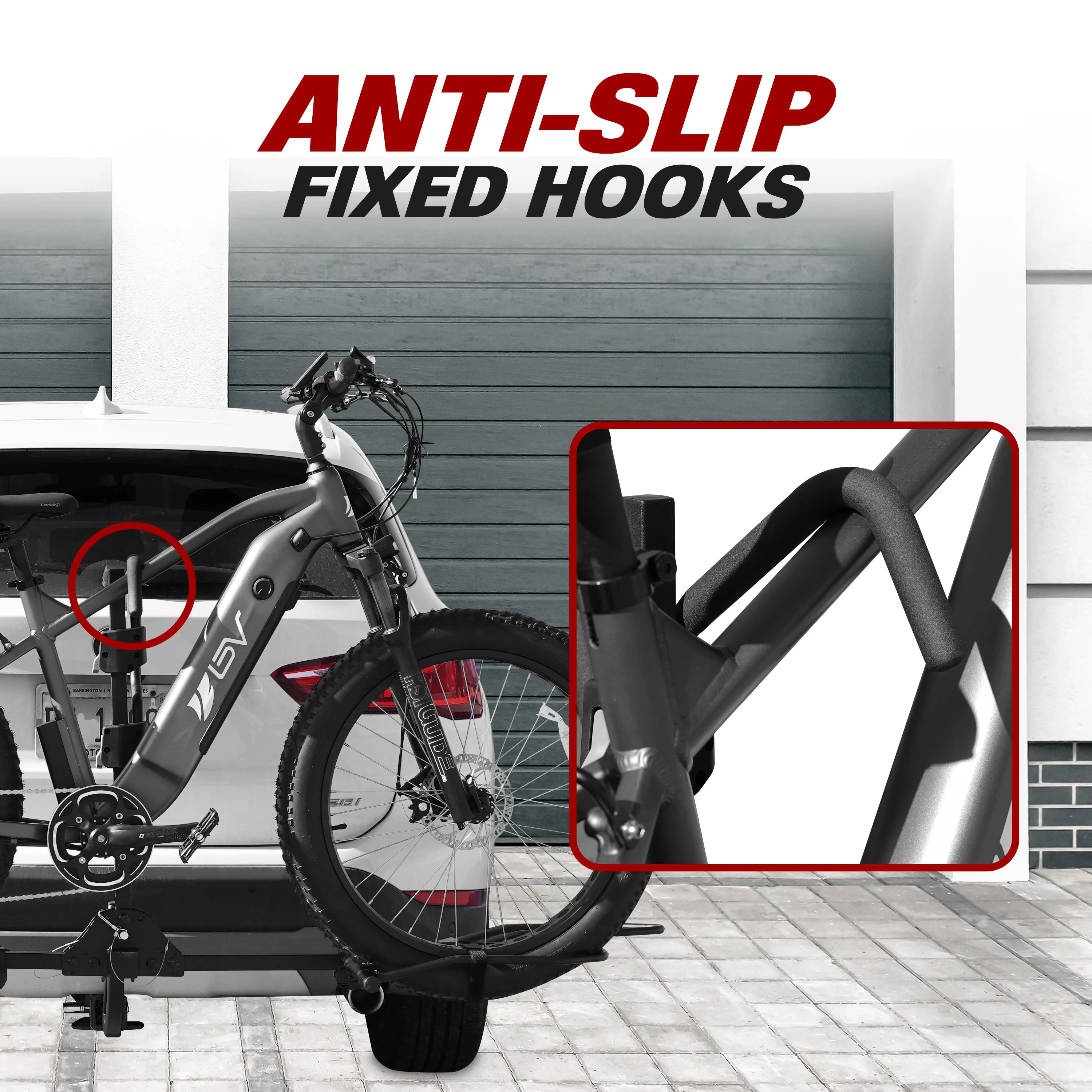 BV 2 Bike Hitch Mount Rack Carrier for Standard Bikes, E-Bike, Fat Tire Bikes - Smart Tilting Design | BV-HR01-2-SF