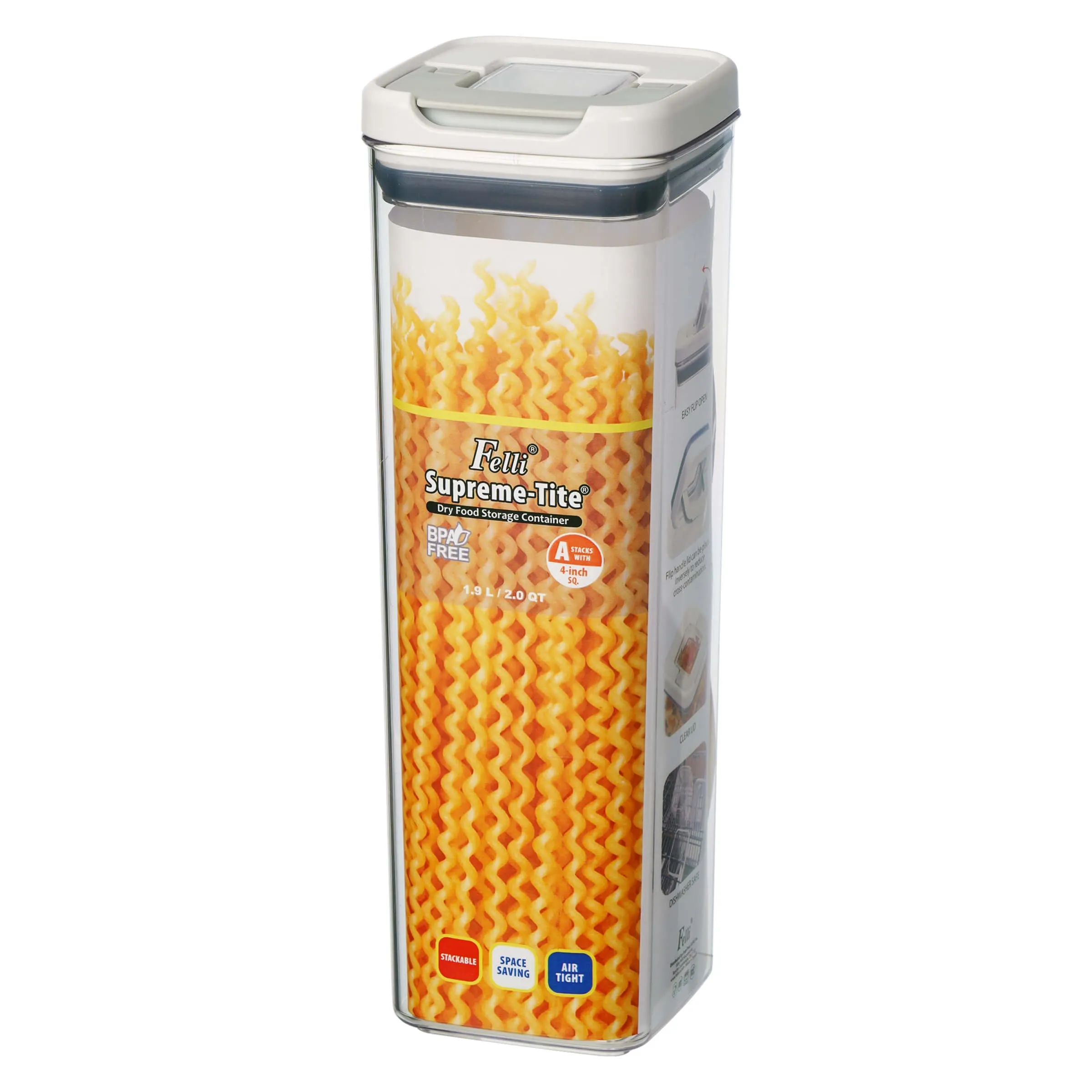 Felli Supreme Tite Square 1.9L Pantry Container