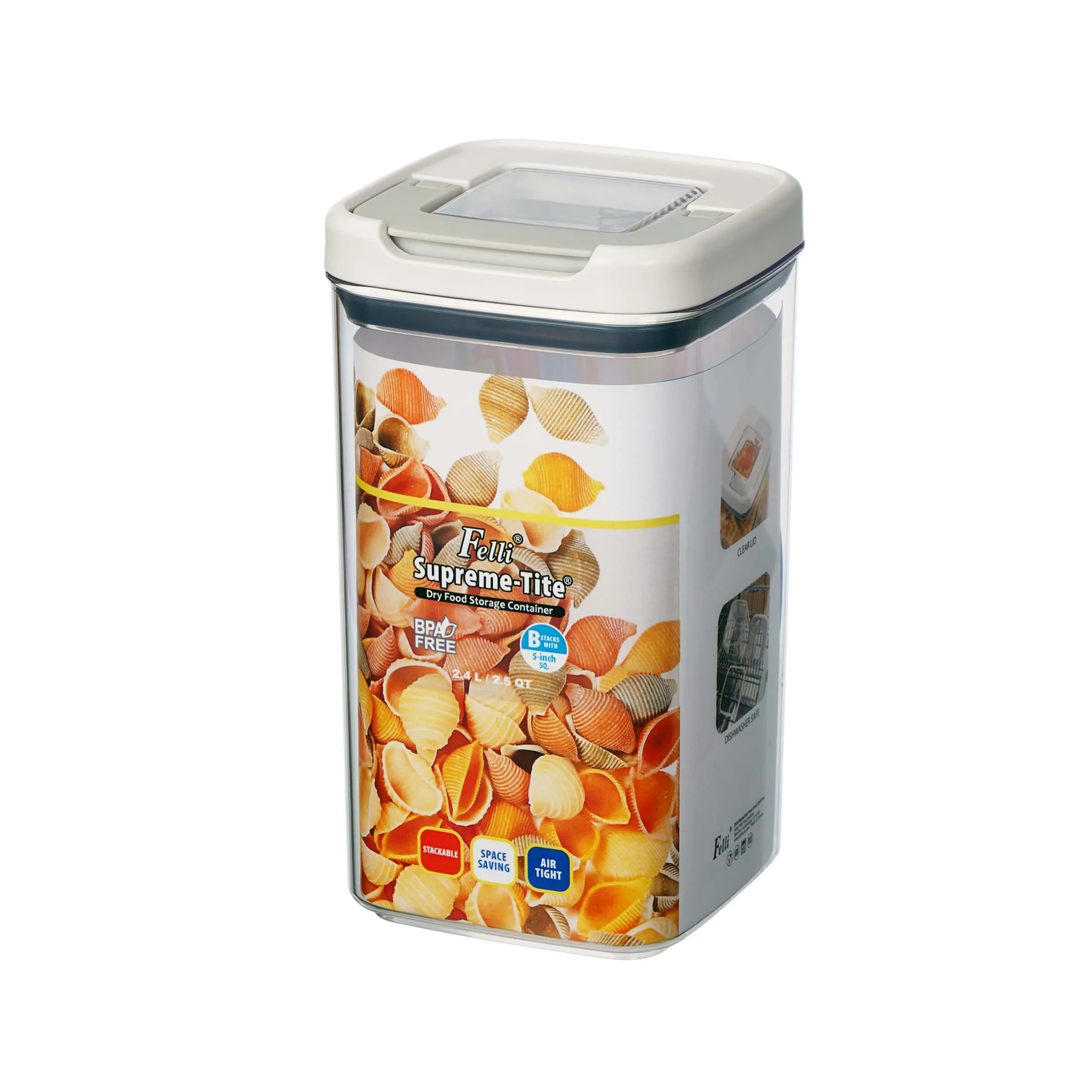 Felli Supreme Tite Square 2.4L Pantry Container