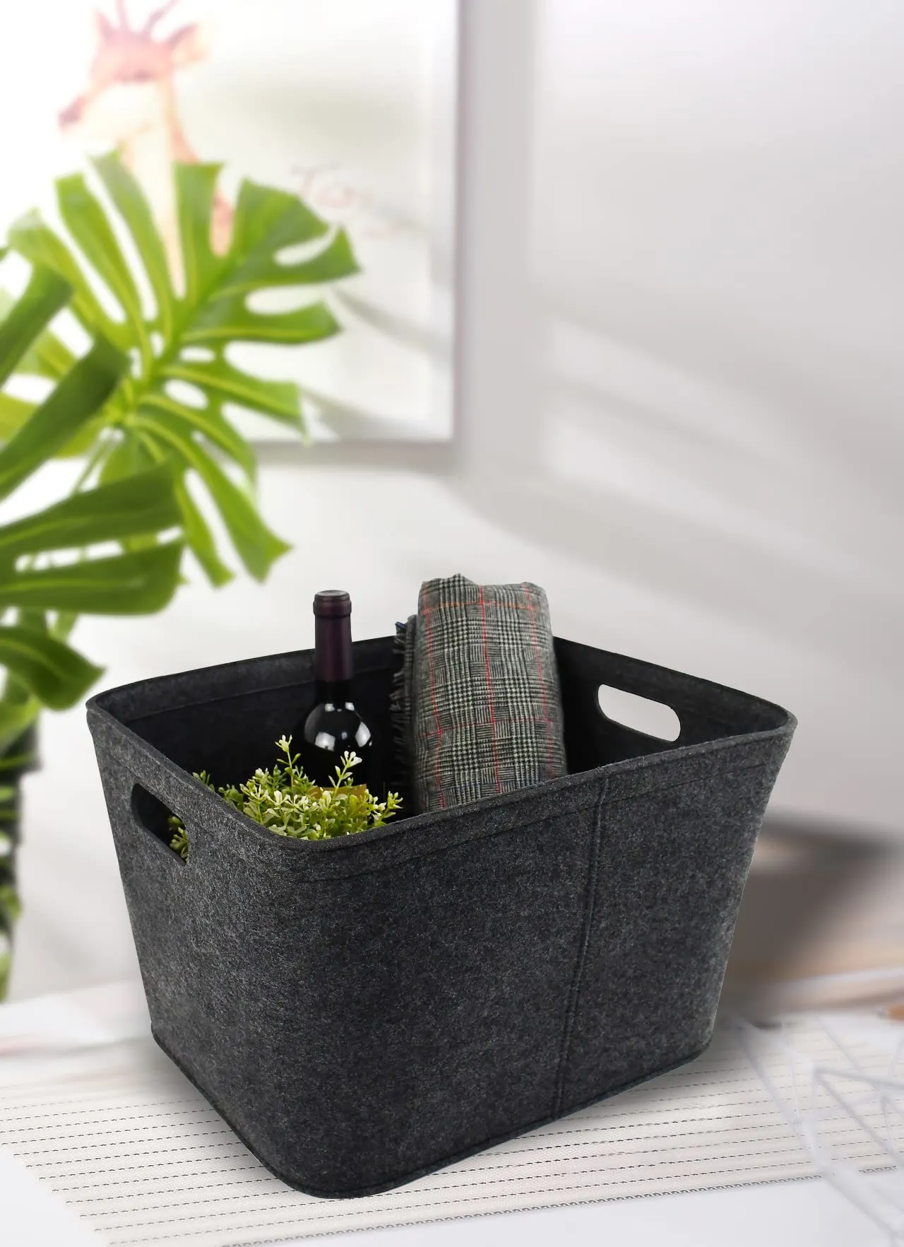 Felt Basket  Storage Bin For Organizing Shelves Linen, Closet