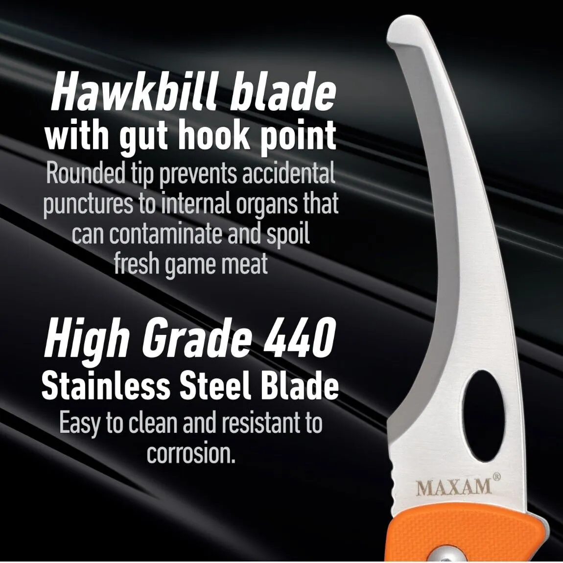 Folding Hawkbill Rope Cutting Knife - Maxam Utility Knife - Rigging Knife - Rope Cutting Hook