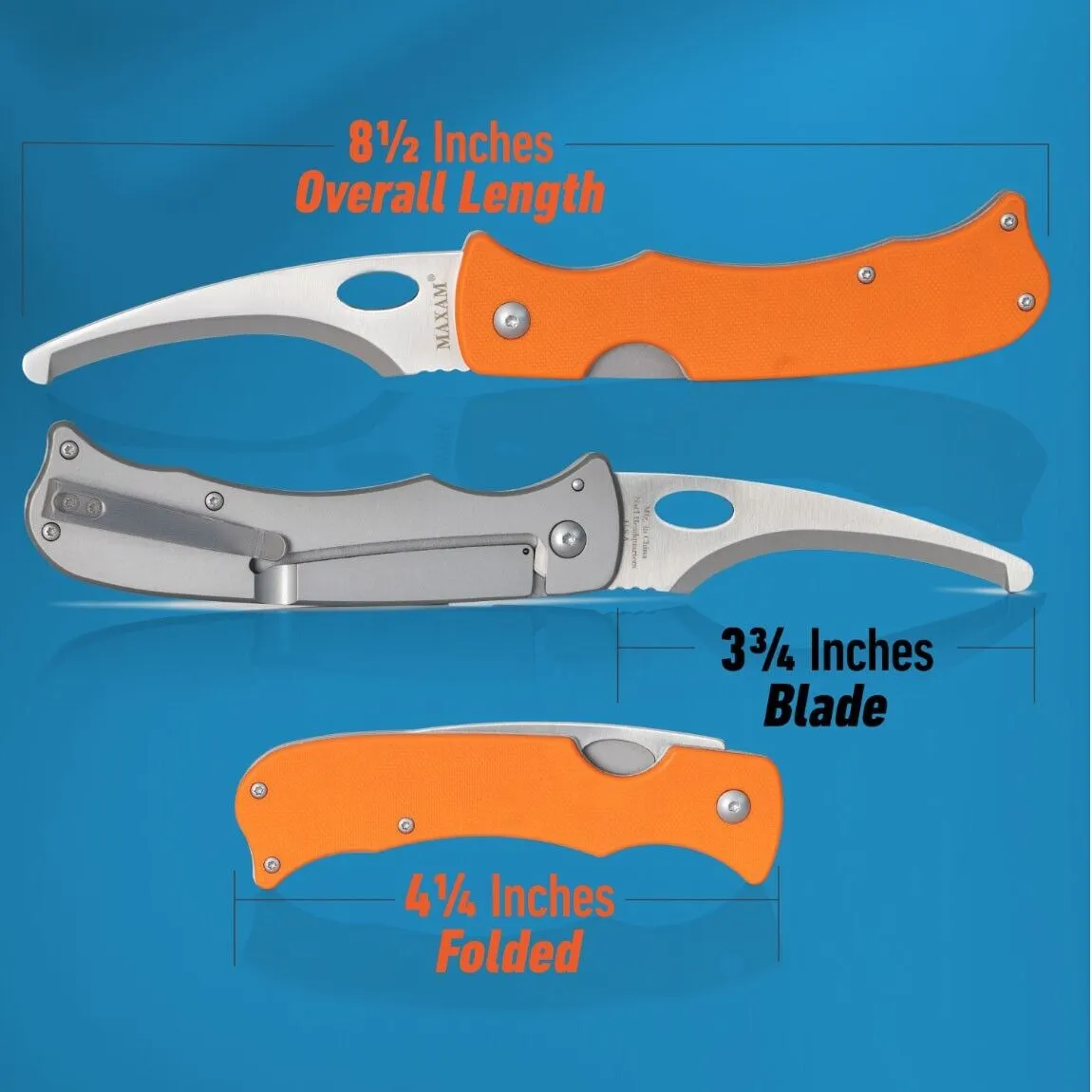 Folding Hawkbill Rope Cutting Knife - Maxam Utility Knife - Rigging Knife - Rope Cutting Hook