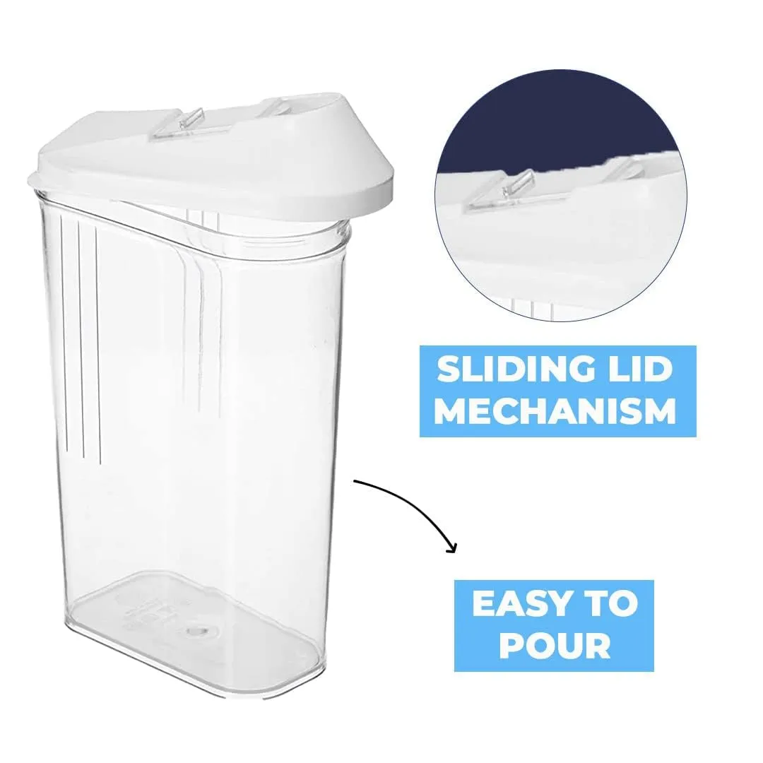 Kuber Industries Plastic Dispenser Kitchen Set|Smooth Sliding Mouth/Lid Mechanism|Food Grade Plastic, Durable & safe|Container for Kitchen Storage Set of 3|750ml, Transparent with White Lid(Pack Of 3)