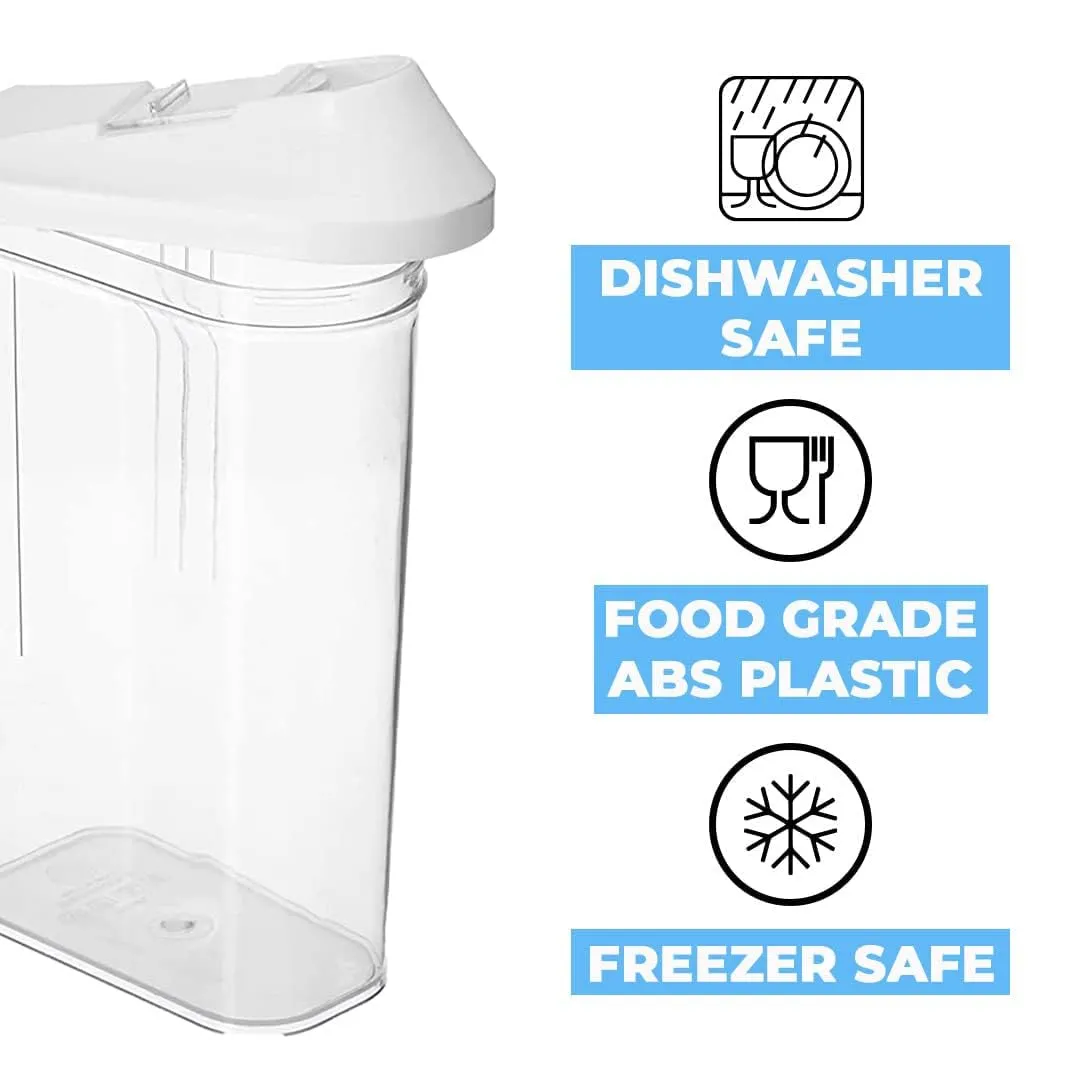 Kuber Industries Plastic Dispenser Kitchen Set|Smooth Sliding Mouth/Lid Mechanism|Food Grade Plastic, Durable & safe|Container for Kitchen Storage Set of 3|750ml, Transparent with White Lid(Pack Of 3)