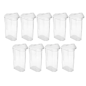 Kuber Industries Plastic Dispenser Kitchen Set|Smooth Sliding Mouth/Lid Mechanism|Food Grade Plastic, Durable & safe|Container for Kitchen Storage Set of 3|750ml, Transparent with White Lid(Pack Of 3)
