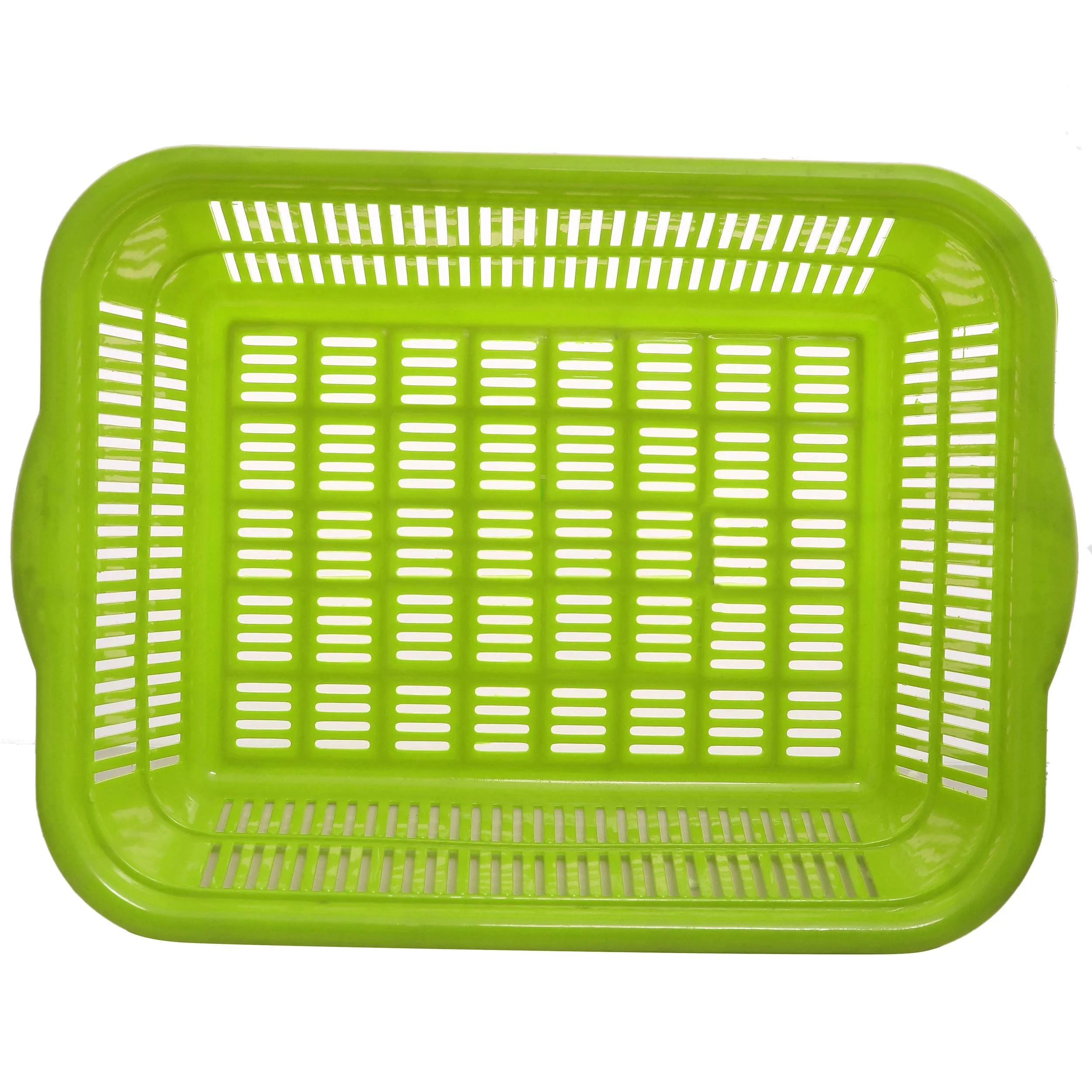 Kuber Industries Plastic Kitchen Small Size Vegetables and Fruits Washing Basket Dish Rack Multipurpose Organizers (Green)-KUBERMART1682