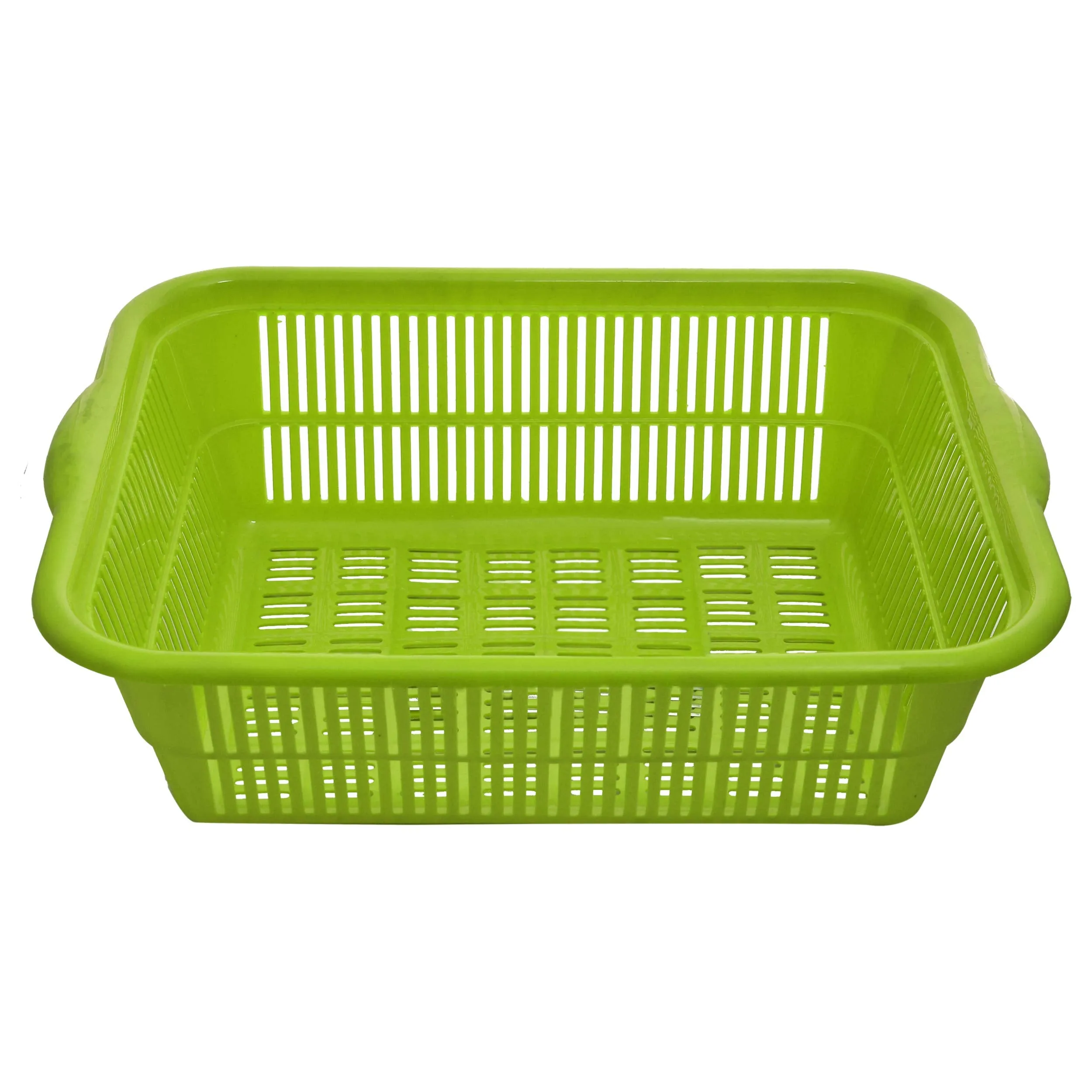 Kuber Industries Plastic Kitchen Small Size Vegetables and Fruits Washing Basket Dish Rack Multipurpose Organizers (Green)-KUBERMART1682