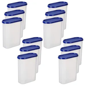 Kuber Industries Plastic Storage Containers With Lid I Set of 2, 2500 ml|Airtight, Stackable, Spill-proof, Travel-friendly|Transparent with Blue Lid|For Dry & Wet Foods, Cereals, Dryfruits (Pack Of 6)