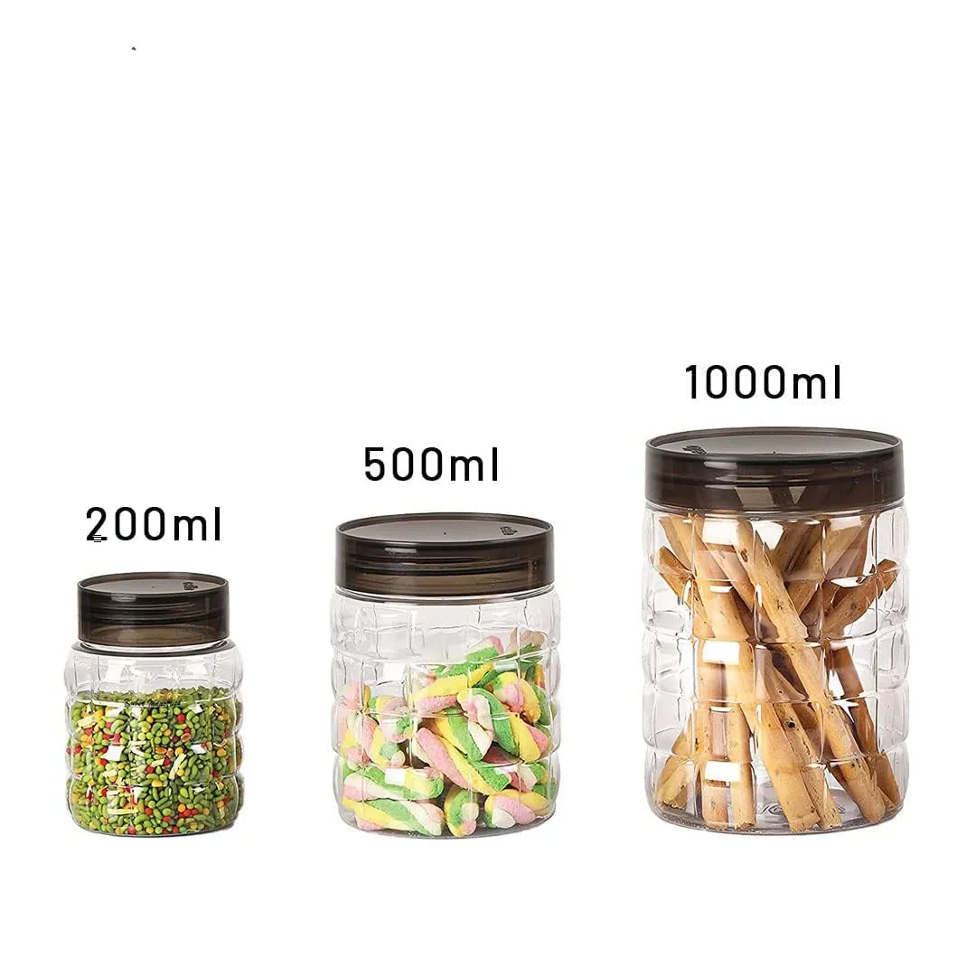 Kuber Industries Set of 12 Plastic Container Set | 1000ml, 500ml, 200ml I PET, Food Grade Plastic, 100% BPA Free | Airtight Container Set for Kitchen Storage |Small to Large, Transparent (Pack Of 3)