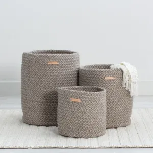 Little Braided Wool Basket - Houndstooth