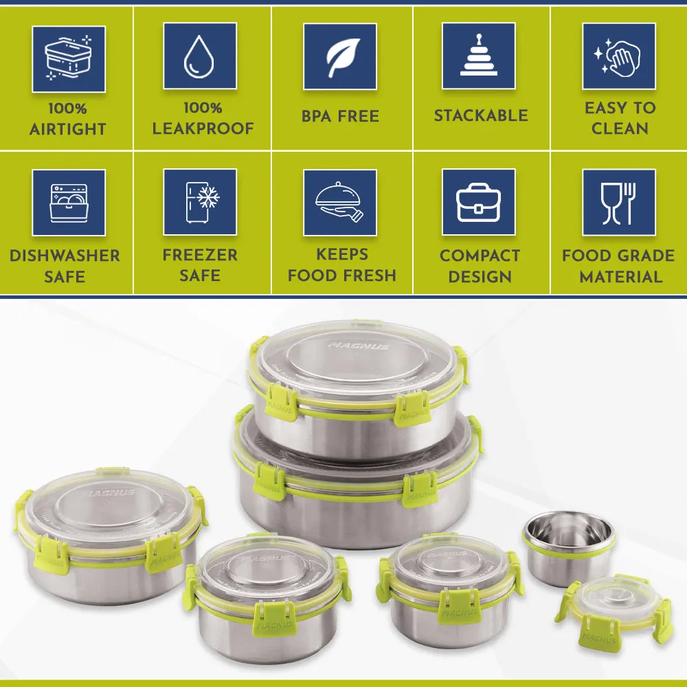 Magnus KLIP LOCK Stainless Steel Airtight Leakproof Storage Container, 100ML - Ideal Kitchen Accessories Items, Lunch Box, Lunch Boxes for Office Men