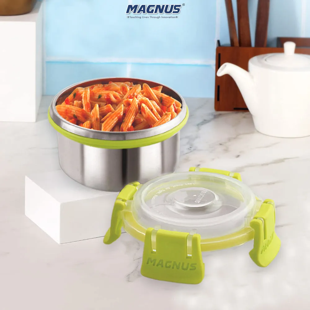 Magnus KLIP LOCK Stainless Steel Airtight Leakproof Storage Container, 100ML - Ideal Kitchen Accessories Items, Lunch Box, Lunch Boxes for Office Men
