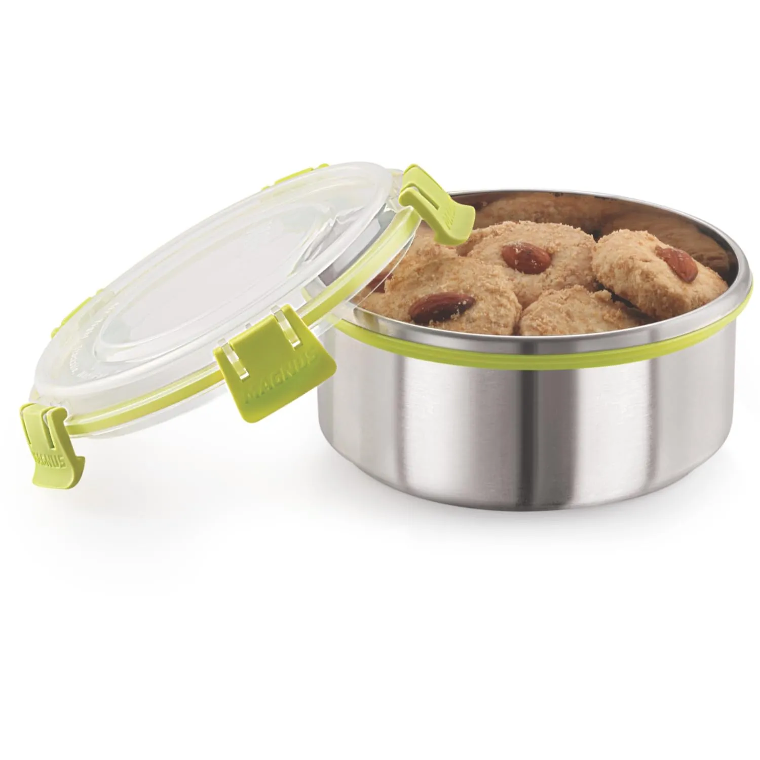 Magnus Klip Lock Stainless Steel Airtight Leakproof Storage Container Set of 3, 300 ML Each - Kitchen Accessories Items, Lunch Box, Lunch Boxes for Office Men