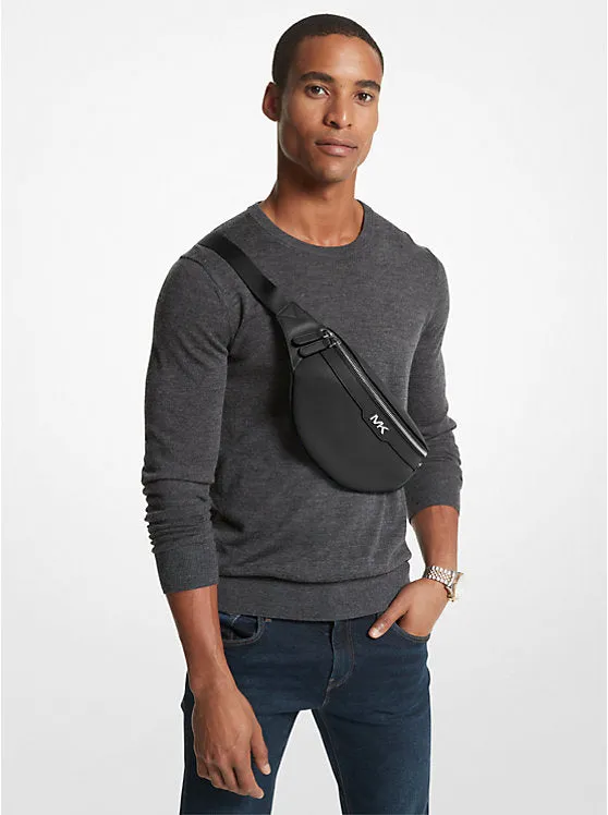 Michael Kors Mens Varick Small Leather Belt Bag, Black